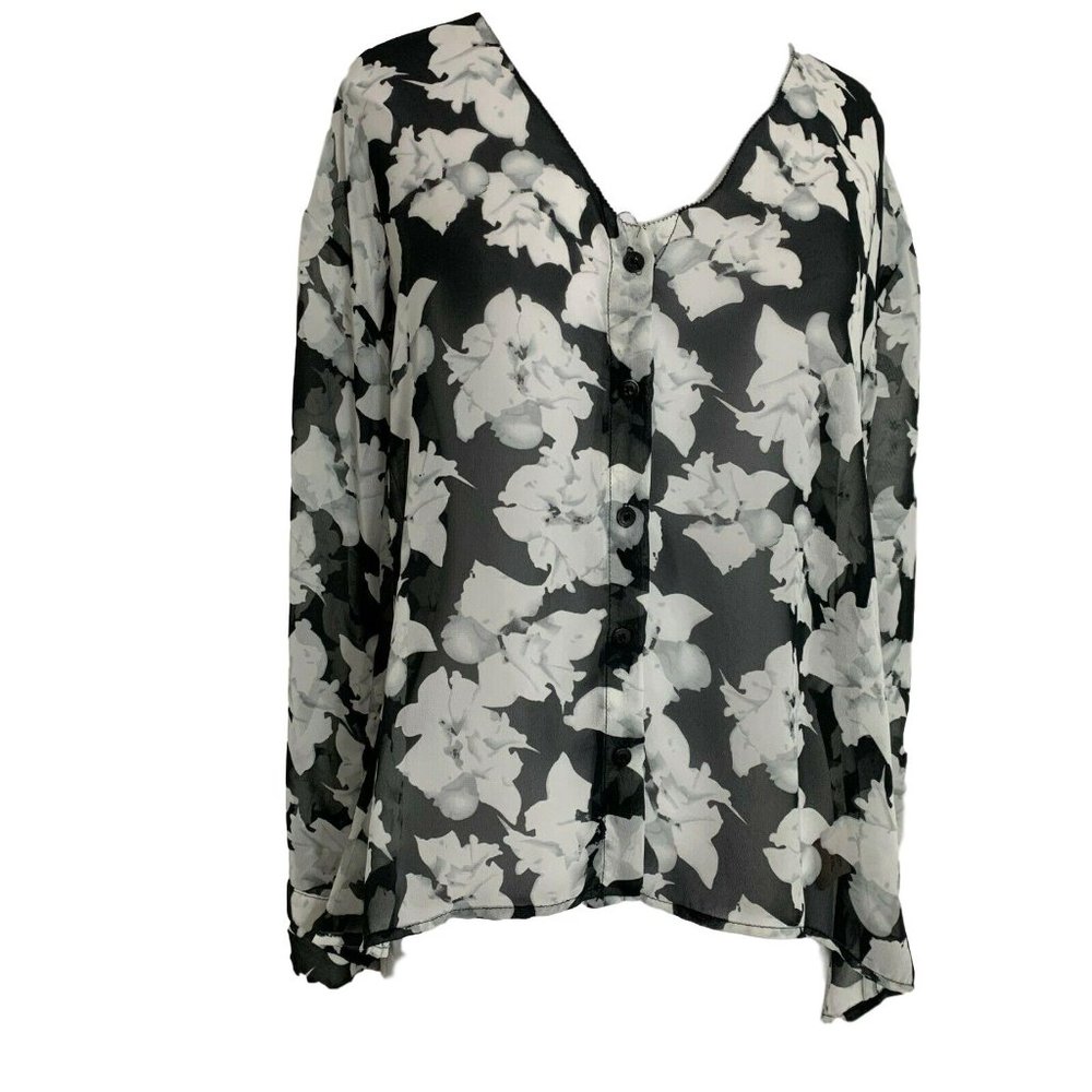 Philosophy Small Black White Floral Shirt